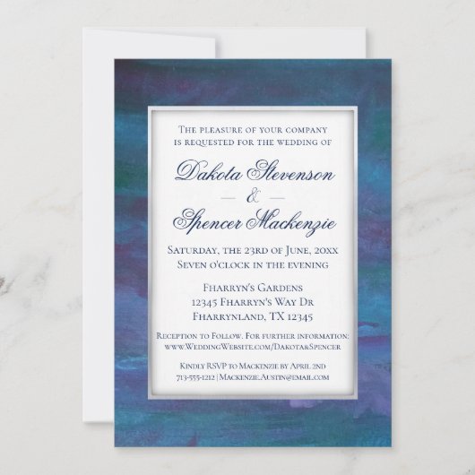 Blue-Ombre bruiloft | Turquoise Blauwgroen Violet  Kaart (Voorkant)