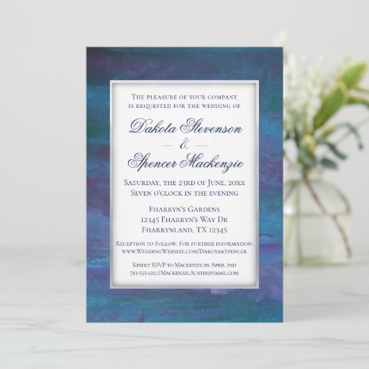 Blue-Ombre bruiloft | Turquoise Blauwgroen Violet Kaart (Staand voorkant)