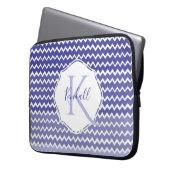 Blue Ombre Chevron Aangepaste laptophoes Laptop Sleeve (Voorkant Links)