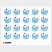 Blue Ombre Chevron Baby Naam Ronde Sticker (Vel)