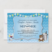 Blue Ombre Chevron Baby Sip en See Kaart (Voorkant)