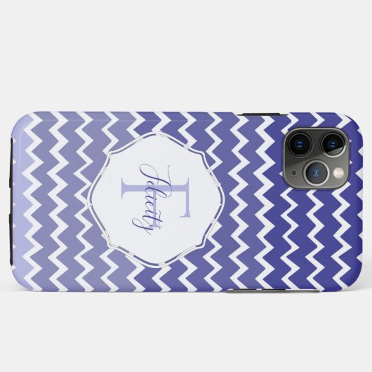Blue Ombre Chevron persoonlijke iPhone Case (Achterkant (horizontaal))