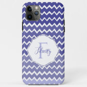 Blue Ombre Chevron persoonlijke iPhone Case (Achterkant)