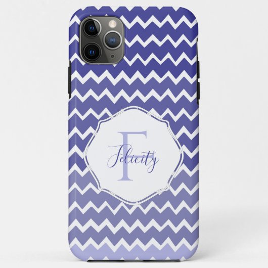 Blue Ombre Chevron persoonlijke iPhone Case (Achterkant)