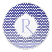Blue Ombre Chevron Specialized Ceramic Knob Keramische Knop (Voorkant)
