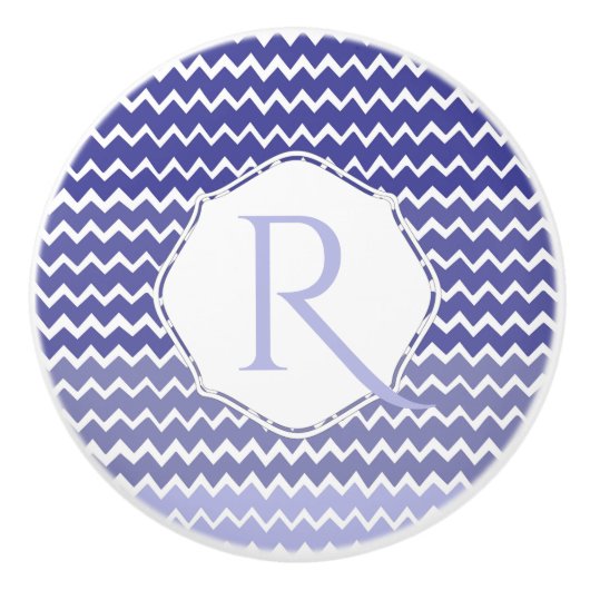 Blue Ombre Chevron Specialized Ceramic Knob Keramische Knop (Voorkant)