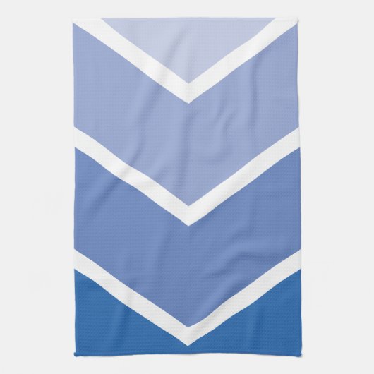 Blue Ombré Chevron Stripes Theedoek (Verticaal)