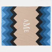 Blue Ombre Chevrons Monogram Fleece Blanket Deken (Voorkant (Horizontaal))