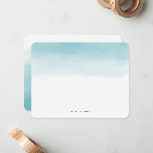 Blue Ombre Flat Note-kaarten Notitiekaartje (Voorkant / Achterkant in situ)