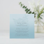 Blue Ombre Floral Vrijgezellenfeest Kaart (Staand voorkant)