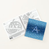 Blue Ombre Glitter en Monogram Recipe Notitieboek (Binnen)