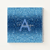 Blue Ombre Glitter en Monogram Recipe Notitieboek (Achterkant)