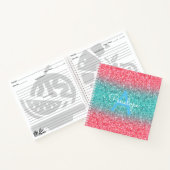 Blue Ombre Glitter en Monogram Recipe Notitieboek (Binnen)