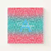 Blue Ombre Glitter en Monogram Sketchbook Notitieboek (Achterkant)