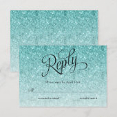 Blue Ombre Glitter Verjaardag Antwoorden Kaart (Voorkant / Achterkant)