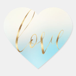 Blue Ombre Gold Love Hart Sticker
