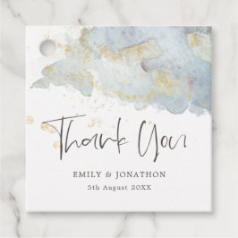 Blue Ombre Gold Modern Script Name message bruilof Bedankjes Labels