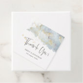 Blue Ombre Gold Modern Script Name message bruilof Bedankjes Labels (In situ)