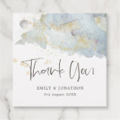 Blue Ombre Gold Modern Script Name message bruilof Bedankjes Labels (Voorkant)