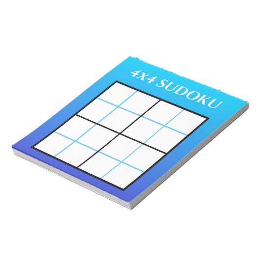 Blue Ombre Gradient 4x4 Sudoku Grid Sjabloon Notitieblok (Linkerzijde)