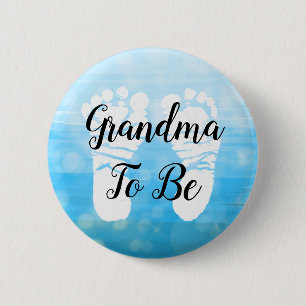Blue Ombre Grandma om Baby shower Gift Button te z