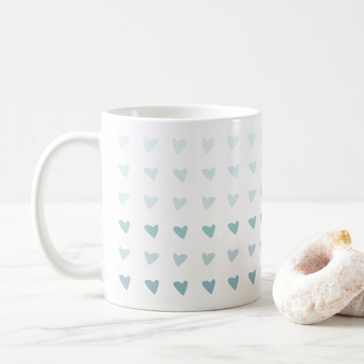 Blue Ombre Heart Valentijnse  Love Mok (Met donut)