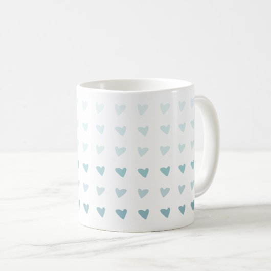 Blue Ombre Heart Valentijnse  Love Mok (Voorkant rechts)