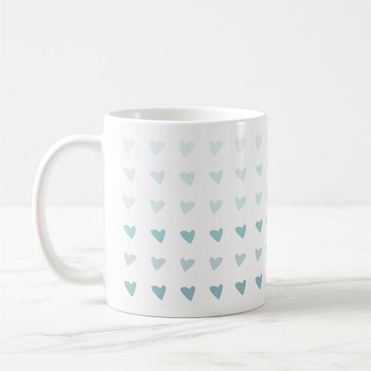 Blue Ombre Heart Valentijnse Love Mok (Links)