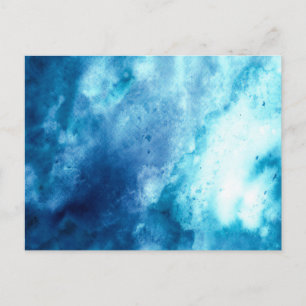 Blue Ombre Inkblot Splatter Waterverf Patroon Briefkaart