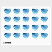Blue Ombre Inkblot Splatter Waterverf Patroon Hart Sticker (Vel)