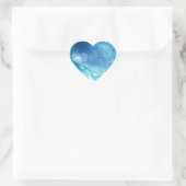 Blue Ombre Inkblot Splatter Waterverf Patroon Hart Sticker (Tas)