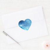 Blue Ombre Inkblot Splatter Waterverf Patroon Hart Sticker (Envelop)