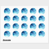 Blue Ombre Inkblot Splatter Waterverf Patroon Ronde Sticker (Vel)