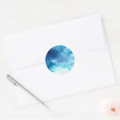 Blue Ombre Inkblot Splatter Waterverf Patroon Ronde Sticker (Envelop)