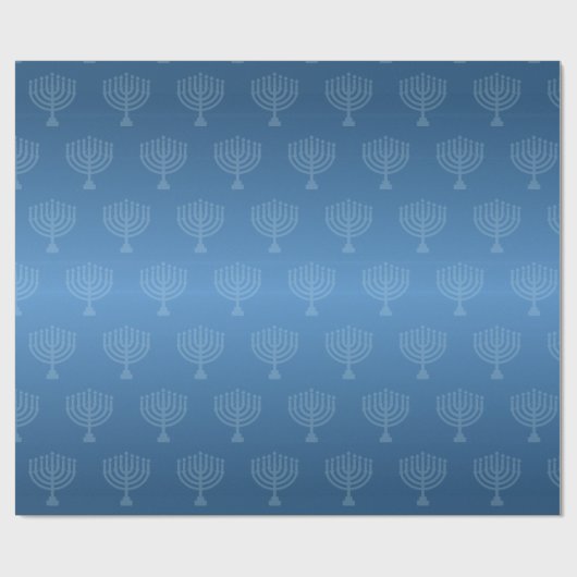 Blue Ombre Menorah Cadeaupapier (Vlak)