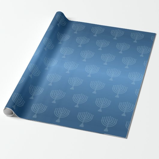 Blue Ombre Menorah Cadeaupapier (Uitgerold)