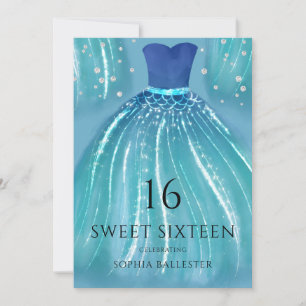 Blue Ombre Mermaid Dress 15th Sweet 16 Party Kaart