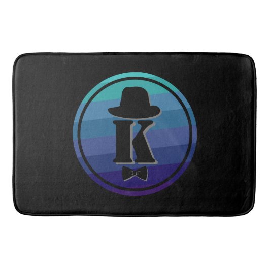 Blue Ombre Name Initiaal Monogram voor mannen Badmat (Voorkant)