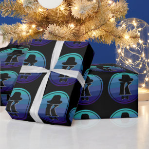 Blue Ombre Name Initiaal Monogram voor mannen Cadeaupapier