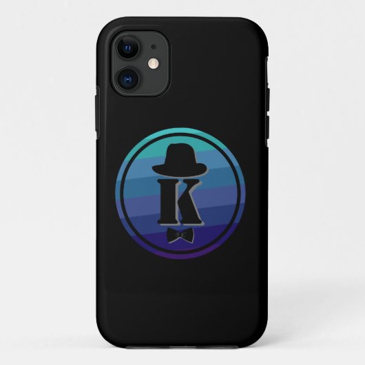 Blue Ombre Name Initiaal Monogram voor mannen Case-Mate iPhone Case (Achterkant)