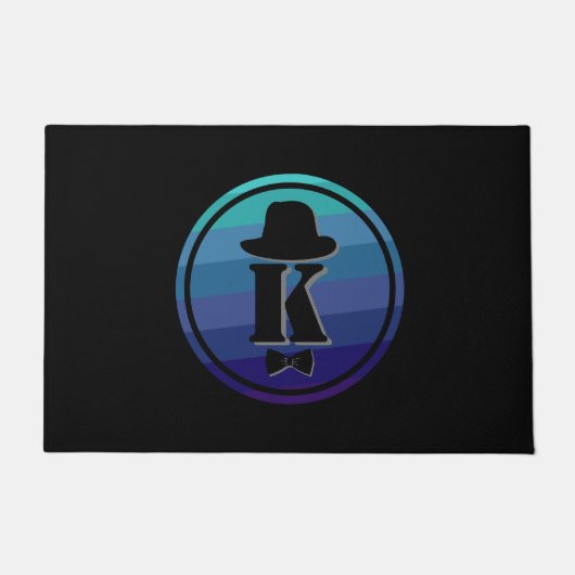 Blue Ombre Name Initiaal Monogram voor mannen Deurmat (Voorkant)