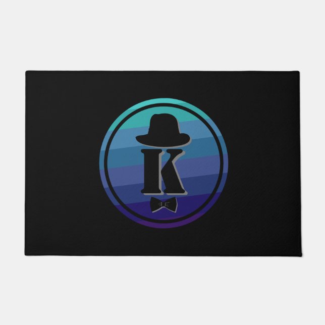 Blue Ombre Name Initiaal Monogram voor mannen Deurmat (Voorkant)