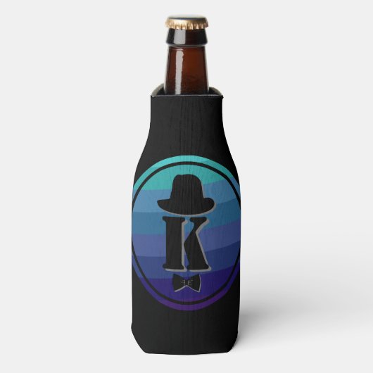 Blue Ombre Name Initiaal Monogram voor mannen Flesjeskoeler (Fles Voorkant)