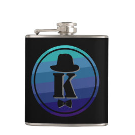 Blue Ombre Name Initiaal Monogram voor mannen Heupfles