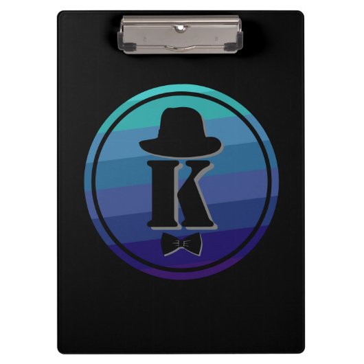 Blue Ombre Name Initiaal Monogram voor mannen Klembord (Voorkant)