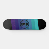 Blue Ombre Name Initiaal Monogram voor mannen Persoonlijk Skateboard (Horizontaal)