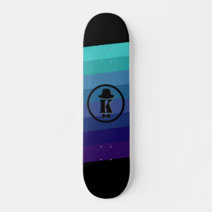 Blue Ombre Name Initiaal Monogram voor mannen Persoonlijk Skateboard