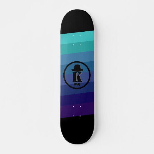 Blue Ombre Name Initiaal Monogram voor mannen Persoonlijk Skateboard (Voorkant)