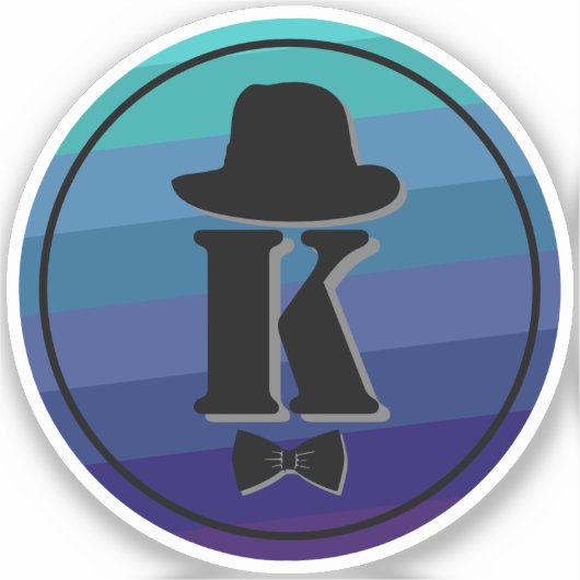 Blue Ombre Name Initiaal Monogram voor mannen Sticker (Voorkant)