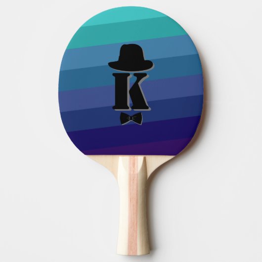 Blue Ombre Name Initiaal Monogram voor mannen Tafeltennisbatje (Voorkant)